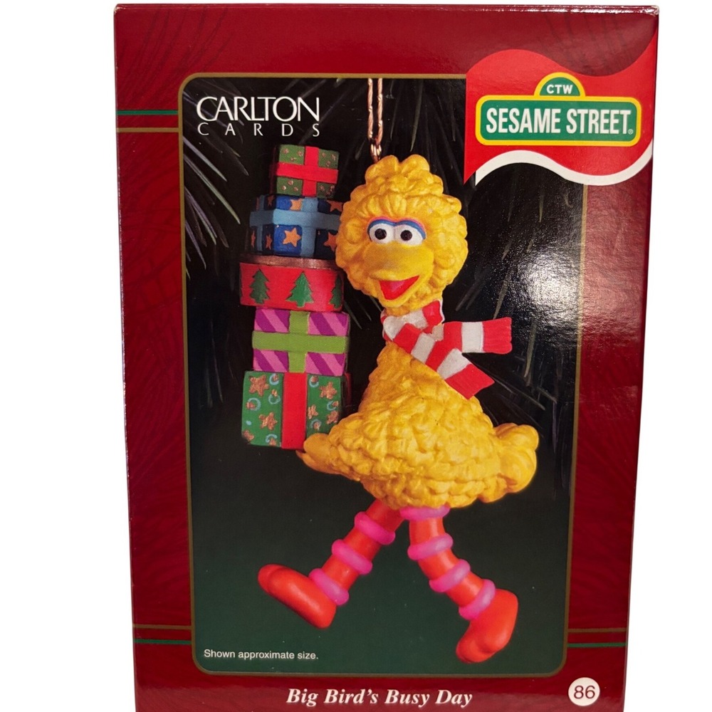 Carlton Cards Big Bird's Busy‎ Day Sesame Street Christmas Ornament 2000 Yellow